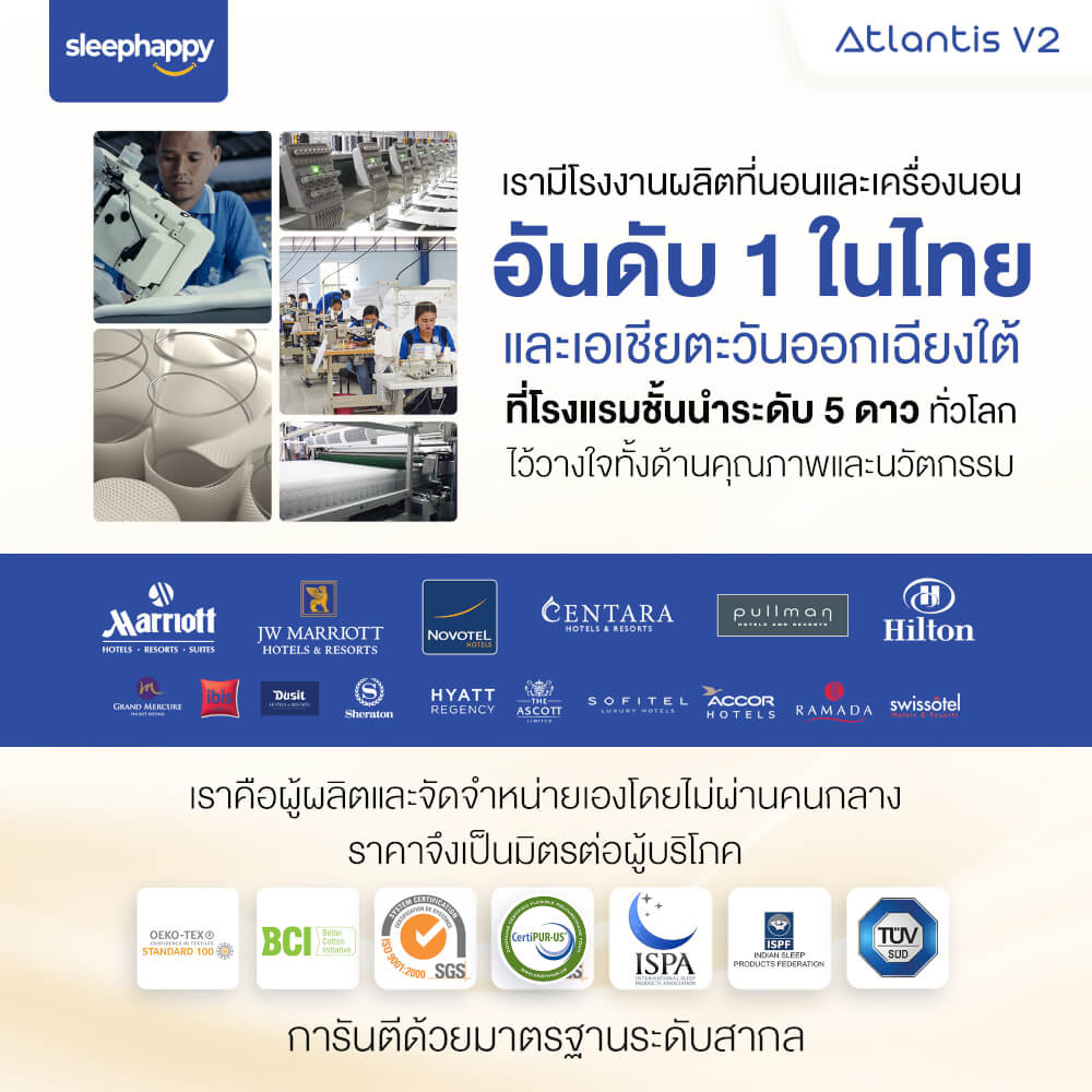 ที่นอน 5 ฟุต SLEEPHAPPY ATLANTIS V2 หนา 10 นิ้ว